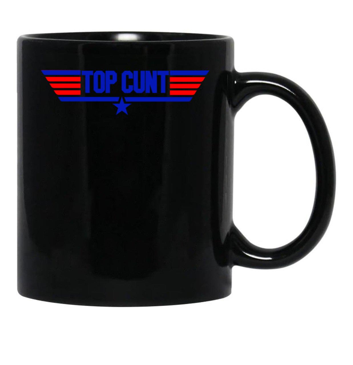 Top Cunt Funny Parody Women's Crop Top Tee Black Coffee Mug, Gift Coffee Mug - Black