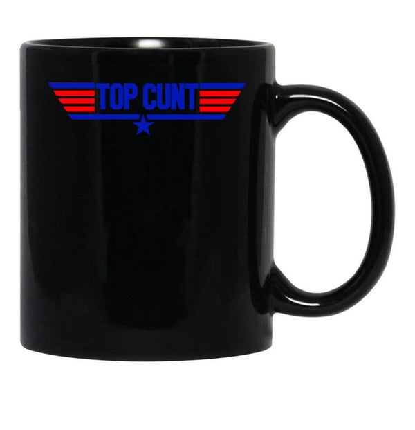 Top Cunt Funny Parody Women's Crop Top Tee Black Coffee Mug, Gift Coffee Mug - Black