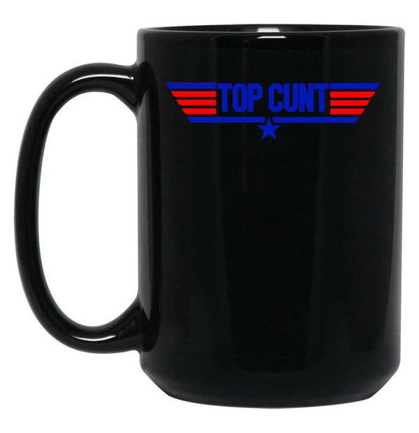 Top Cunt Funny Parody Women's Crop Top Tee Black Coffee Mug, Gift Coffee Mug - Black
