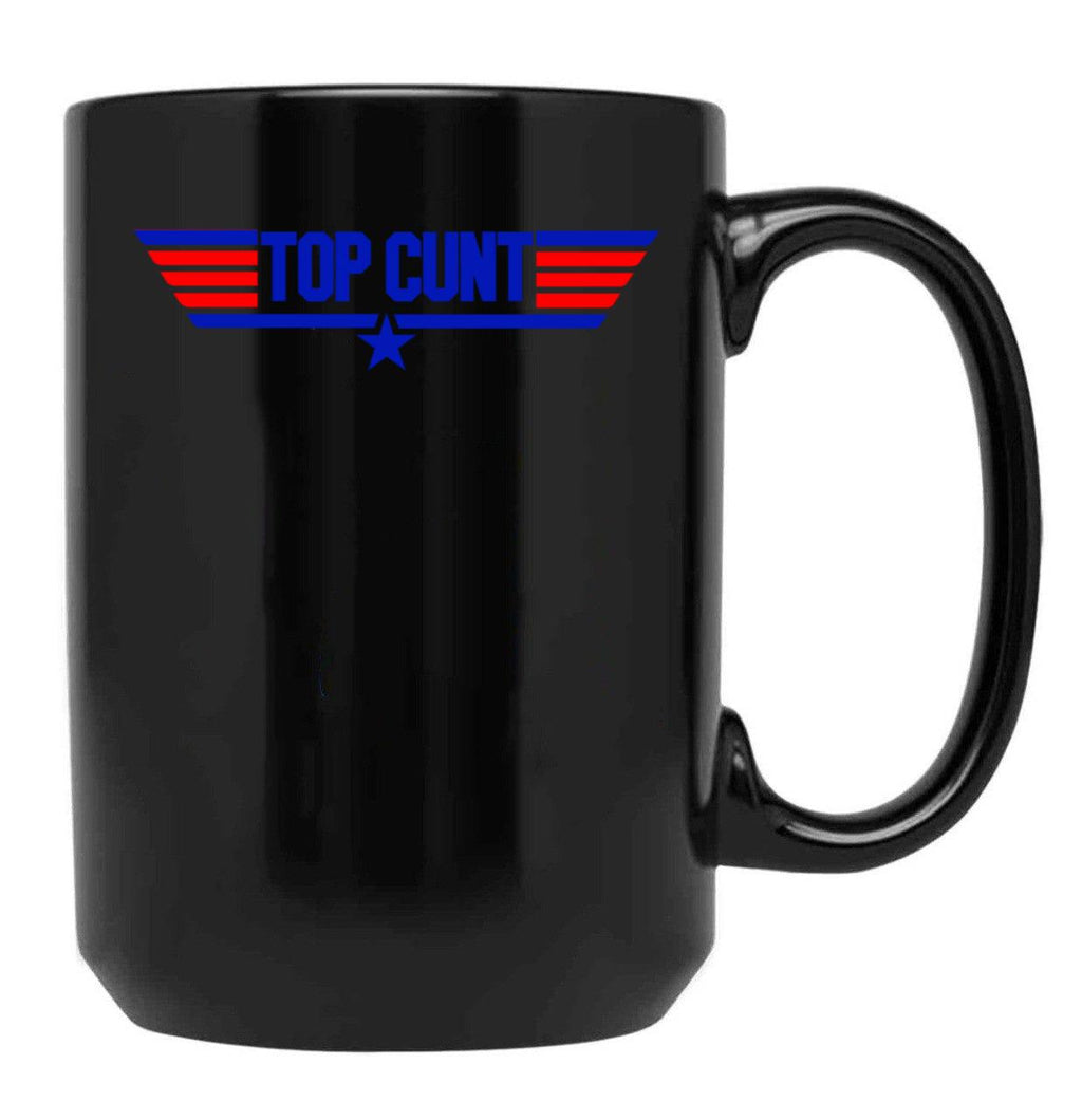 Top Cunt Funny Parody Women's Crop Top Tee Black Coffee Mug, Gift Coffee Mug