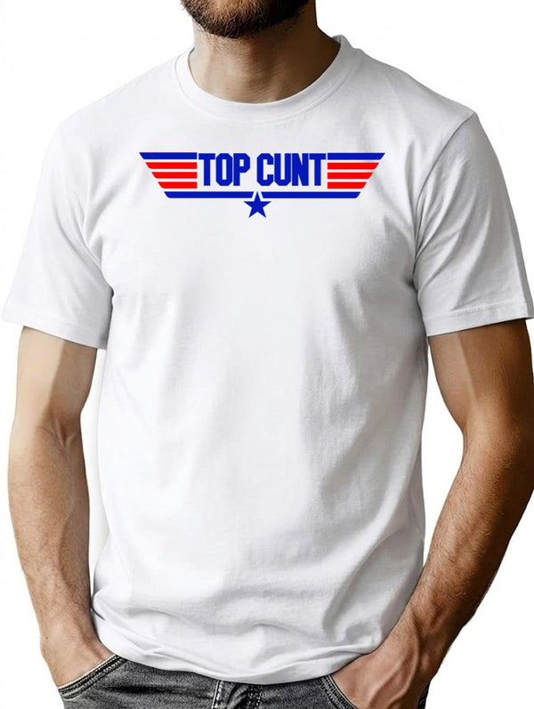 Top Cunt Funny Parody Women's Crop Top Tee Premium Heavyweight Cotton T-Shirt - White