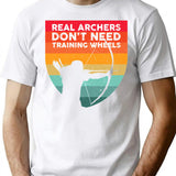 Traditional Archery Real Archers Dont Need Training Wheels T-Shirt for Men & Women, T-Shirts Graphic Tee - White