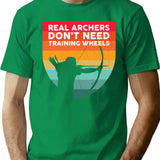 Traditional Archery Real Archers Dont Need Training Wheels T-Shirt for Men & Women, T-Shirts Graphic Tee - Green