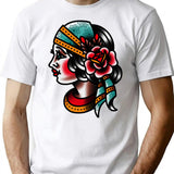 Traditional Gypsy Tattoo Piece T-Shirt for Men & Women, T-Shirts Graphic Tee - White