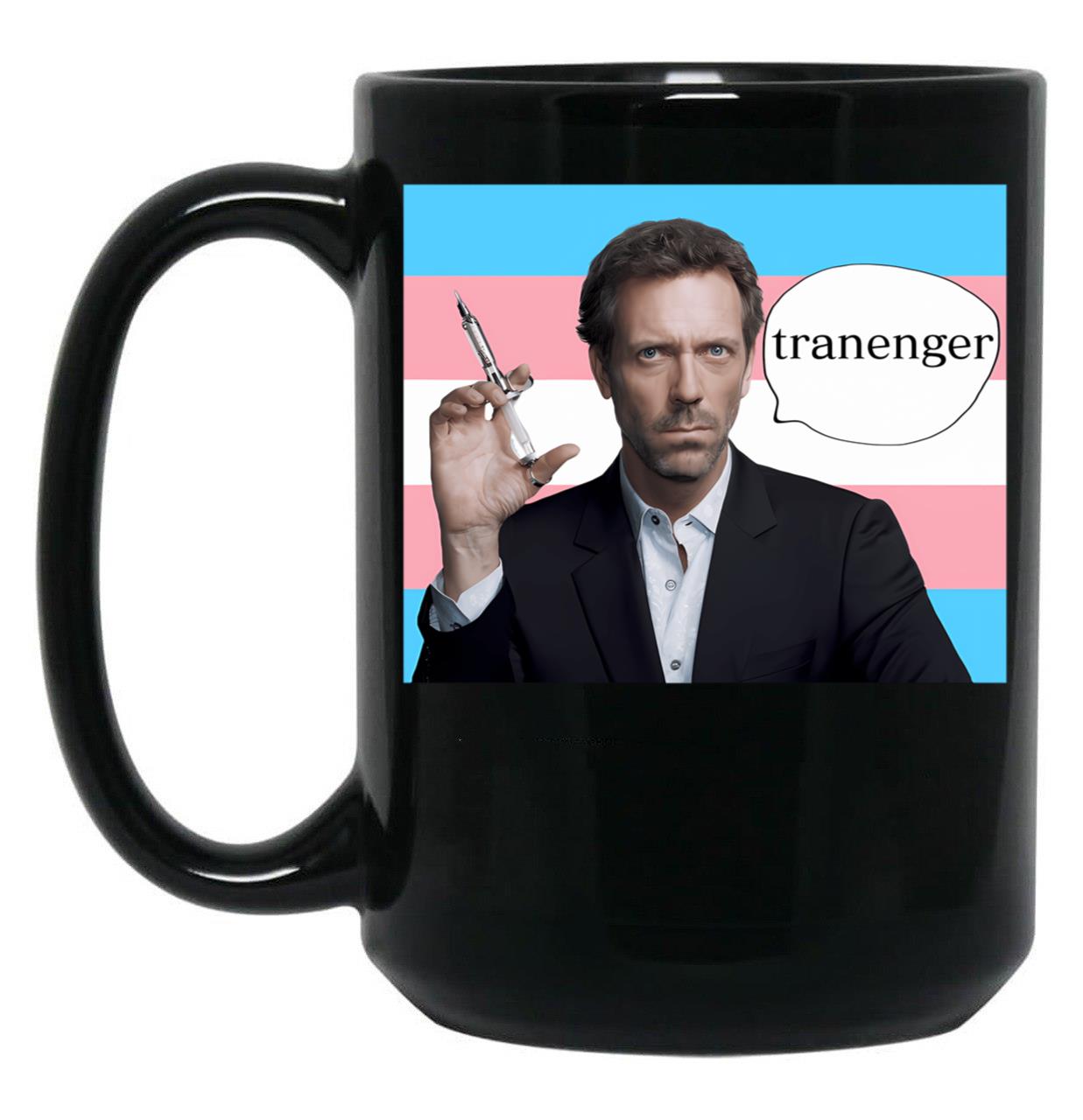 Trans Rights House Black Coffee Mug, Gift Coffee Mug