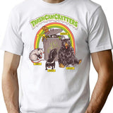 Trash Can Critters T-Shirt for Men & Women, T-Shirts Graphic Tee - White