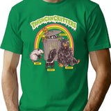 Trash Can Critters T-Shirt for Men & Women, T-Shirts Graphic Tee - Green