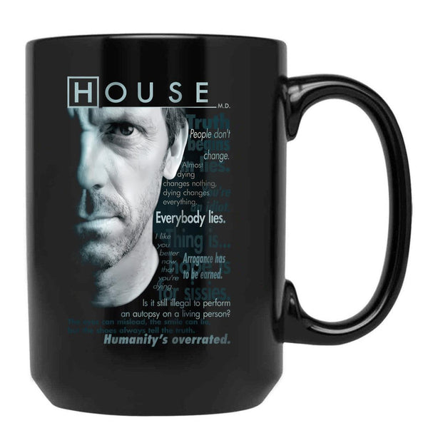 House I Don'T Like Anyone Black Coffee Mug, Gift Coffee Mug