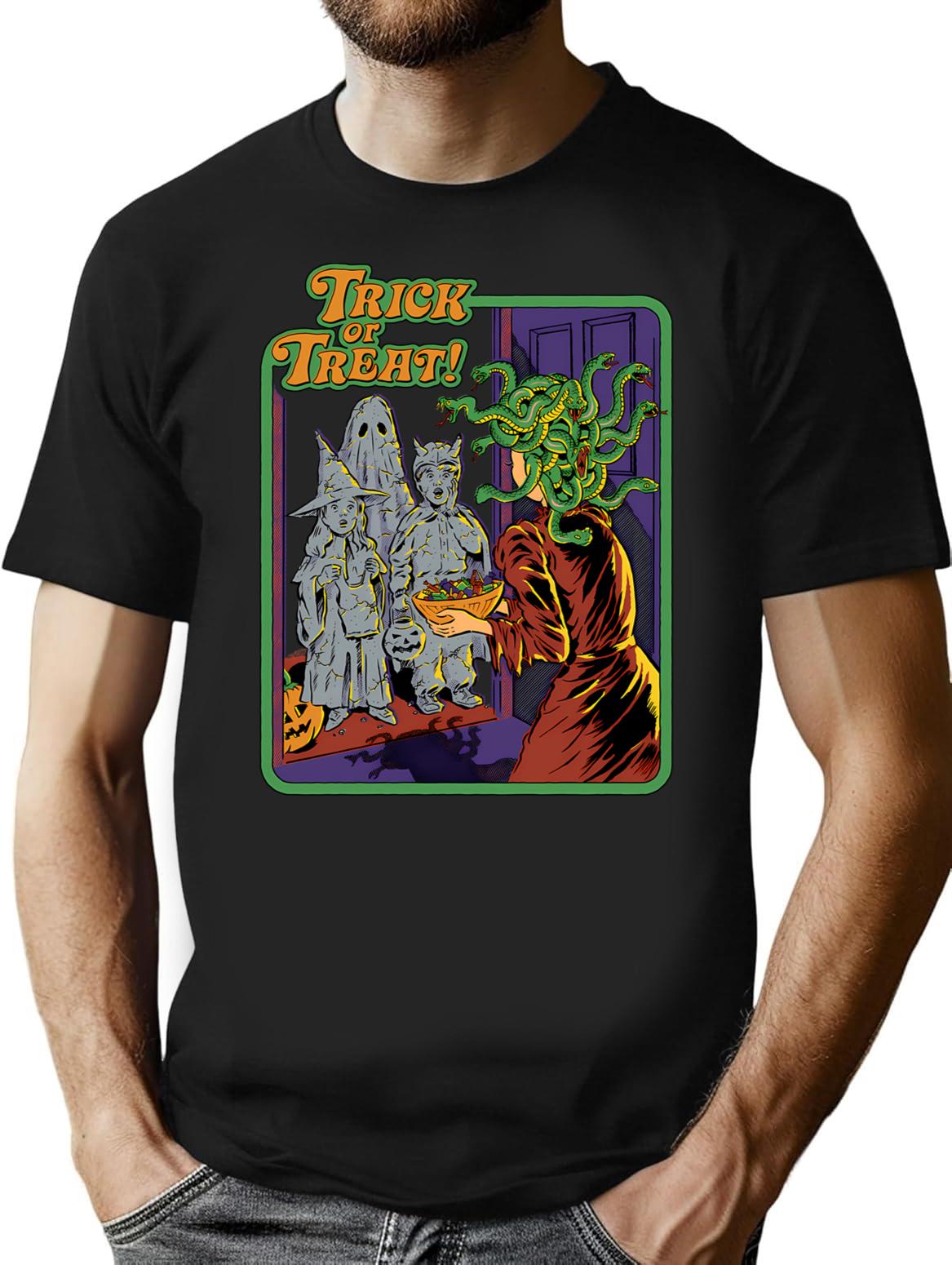 Trick Or Treat T-Shirt for Men & Women, T-Shirts Graphic Tee - Black