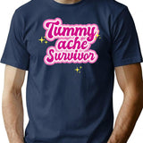 Tummy Ache Survivor Funny Stomach Ache Ibs T-Shirt for Men & Women, T-Shirts Graphic Tee - Navy