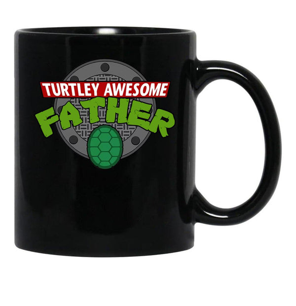 Turtley Awesome Father Awesome Fathers Day Black Coffee Mug, Gift Coffee Mug - Black