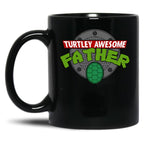 Turtley Awesome Father Awesome Fathers Day Black Coffee Mug, Gift Coffee Mug