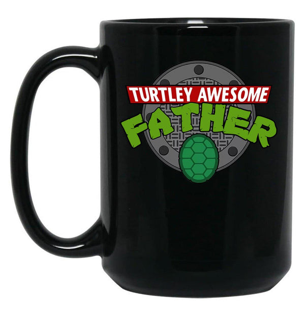 Turtley Awesome Father Awesome Fathers Day Black Coffee Mug, Gift Coffee Mug - Black