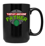 Turtley Awesome Father Awesome Fathers Day Black Coffee Mug, Gift Coffee Mug