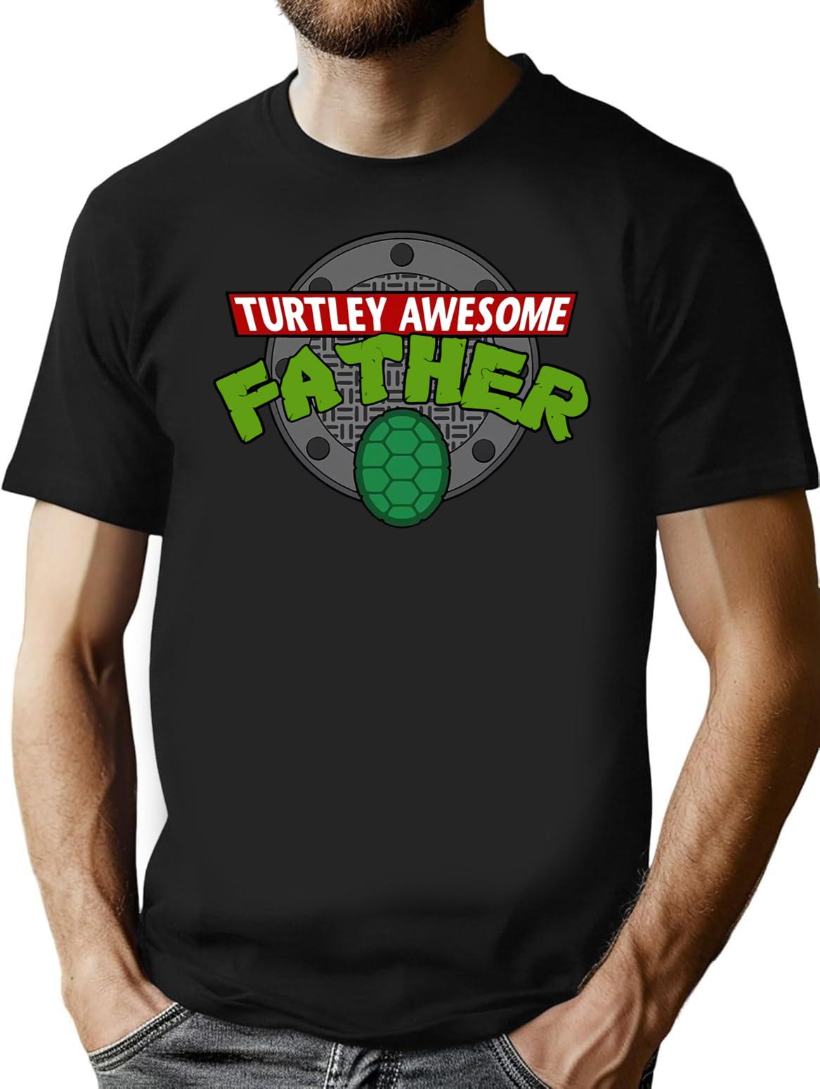 Turtley Awesome Father Awesome Fathers Day Premium Heavyweight Cotton T-Shirt - Black