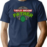 Turtley Awesome Father Awesome Fathers Day Premium Heavyweight Cotton T-Shirt - Navy