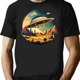 Ufos Over The Desert T-Shirt for Men & Women, T-Shirts Graphic Tee - Black