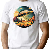 Ufos Over The Desert T-Shirt for Men & Women, T-Shirts Graphic Tee - White