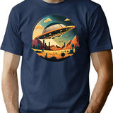 Ufos Over The Desert T-Shirt for Men & Women, T-Shirts Graphic Tee - Navy