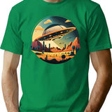 Ufos Over The Desert T-Shirt for Men & Women, T-Shirts Graphic Tee - Green
