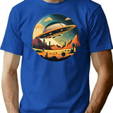 Ufos Over The Desert T-Shirt for Men & Women, T-Shirts Graphic Tee - Blue
