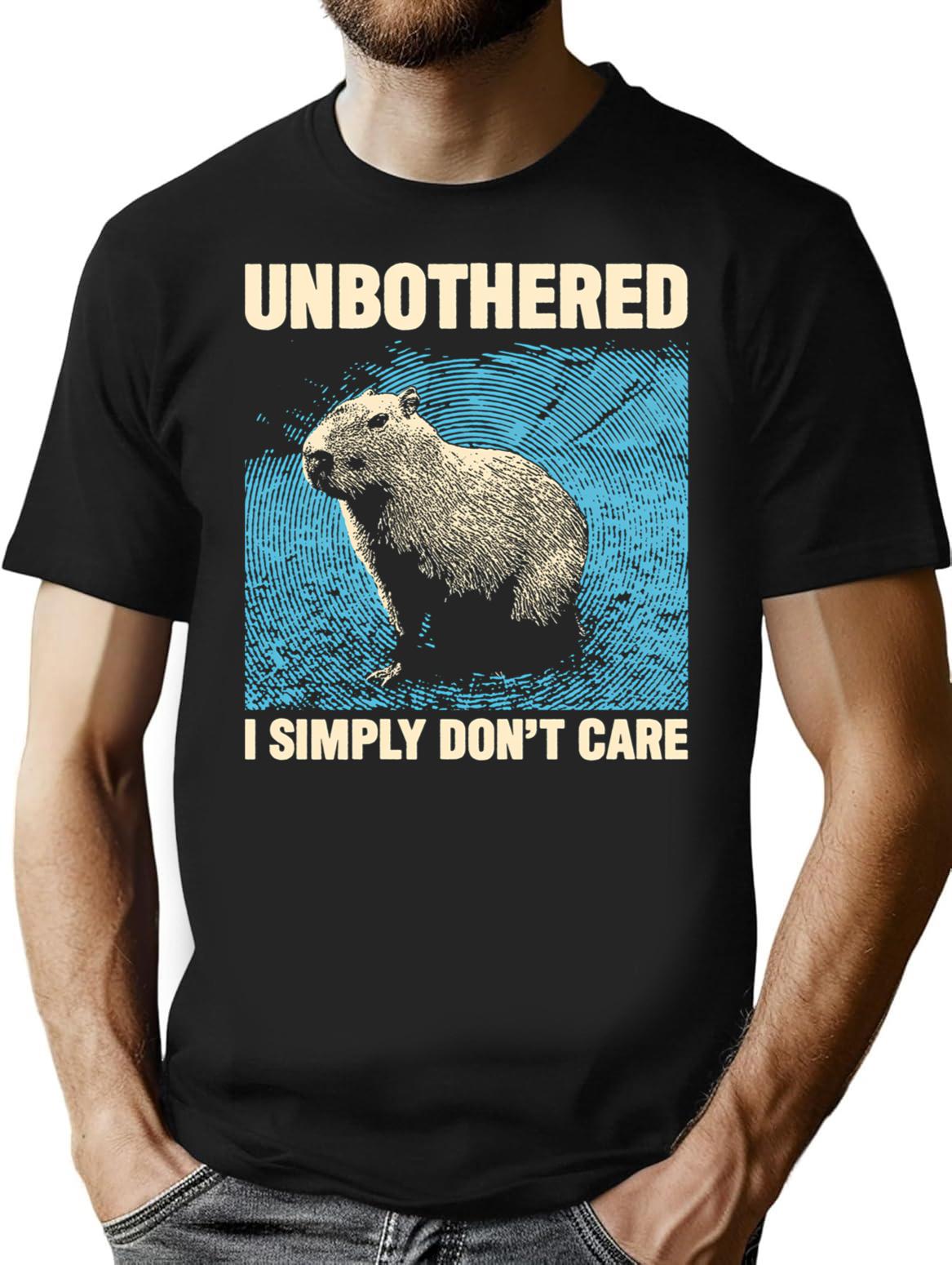 Unbothered Capybara T-Shirt for Men & Women, T-Shirts Graphic Tee - Black