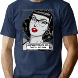 Underestimate Me That'Ll Be Fun Vintage Pop Art Girl Quote T-Shirt for Men & Women, T-Shirts Graphic Tee - Navy