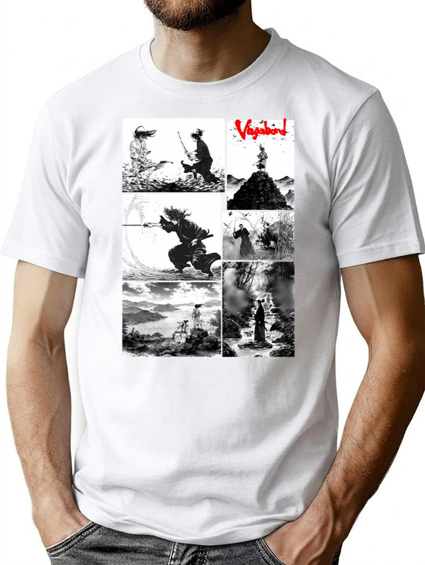 Vagabond Manga T-Shirt for Men & Women, T-Shirts Graphic Tee - White