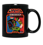 Video Games Rot Your Brains Black Coffee Mug, Gift Coffee Mug - Black