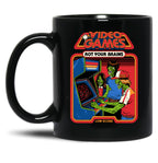 Video Games Rot Your Brains Black Coffee Mug, Gift Coffee Mug