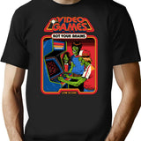Video Games Rot Your Brains Premium Heavyweight Cotton T-Shirt - Black