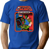 Video Games Rot Your Brains Premium Heavyweight Cotton T-Shirt - Blue