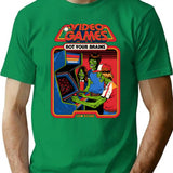Video Games Rot Your Brains T-Shirt for Men & Women, T-Shirts Graphic Tee - Green