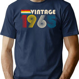 Vintage 1965 60Th Birthday Gift Distressed Design Funny (2) T-Shirt for Men & Women, T-Shirts Graphic Tee - Navy