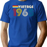 Vintage 1965 60Th Birthday Gift Distressed Design Funny (2) T-Shirt for Men & Women, T-Shirts Graphic Tee - Blue