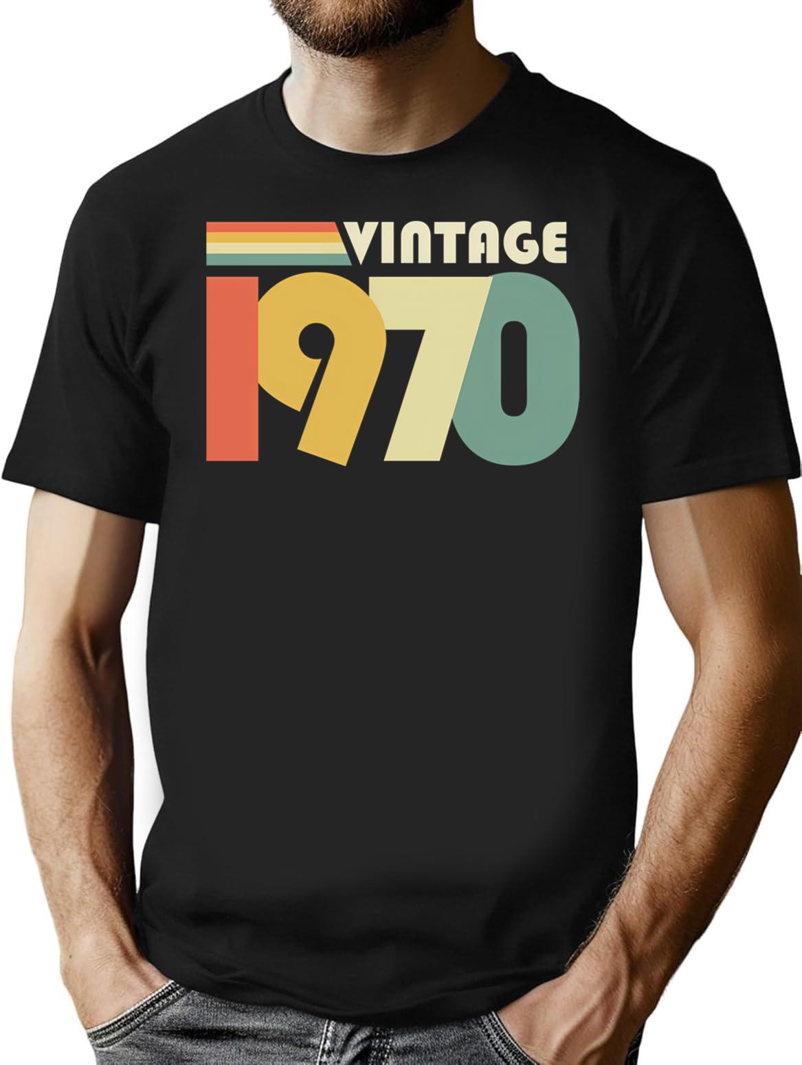 Vintage 1970 54Th Birthday Gift V2 T-Shirt for Men & Women, T-Shirts Graphic Tee - Black