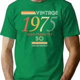 Vintage 1975 50Th Birthday Aged Perfectly Gift T-Shirt for Men & Women, T-Shirts Graphic Tee - Green
