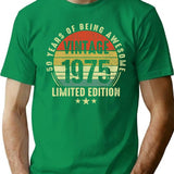 Vintage 1975 50Th Birthday Gift Distressed Design Funny T-Shirt for Men & Women, T-Shirts Graphic Tee - Green