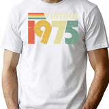 Vintage 1975 50Th Birthday Gift Distressed Design T-Shirt for Men & Women, T-Shirts Graphic Tee - White