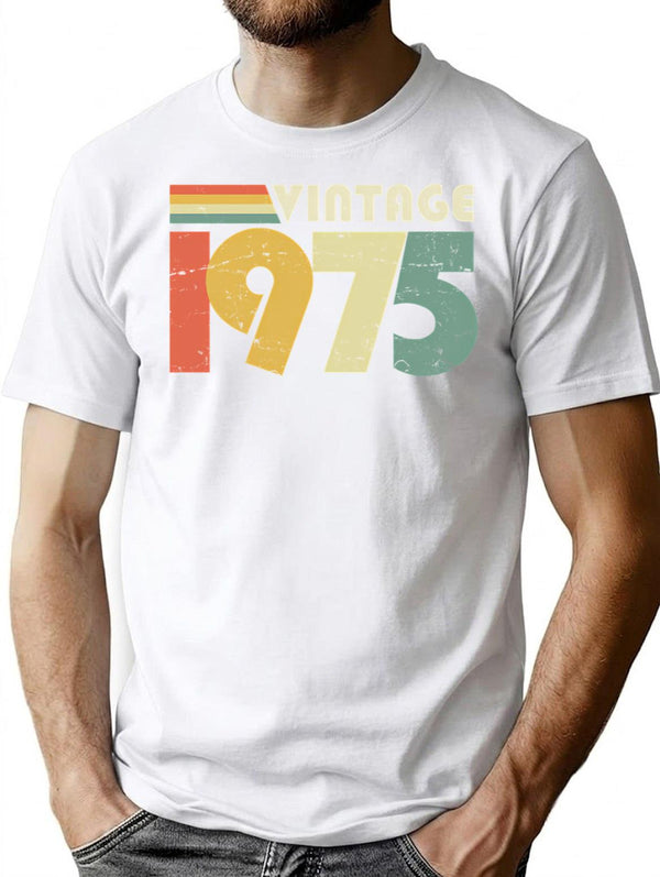Vintage 1975 50Th Birthday Gift Distressed Design T-Shirt for Men & Women, T-Shirts Graphic Tee - White