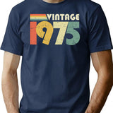 Vintage 1975 50Th Birthday Gift Distressed Design T-Shirt for Men & Women, T-Shirts Graphic Tee - Navy