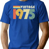 Vintage 1975 50Th Birthday Gift Distressed Design T-Shirt for Men & Women, T-Shirts Graphic Tee - Blue