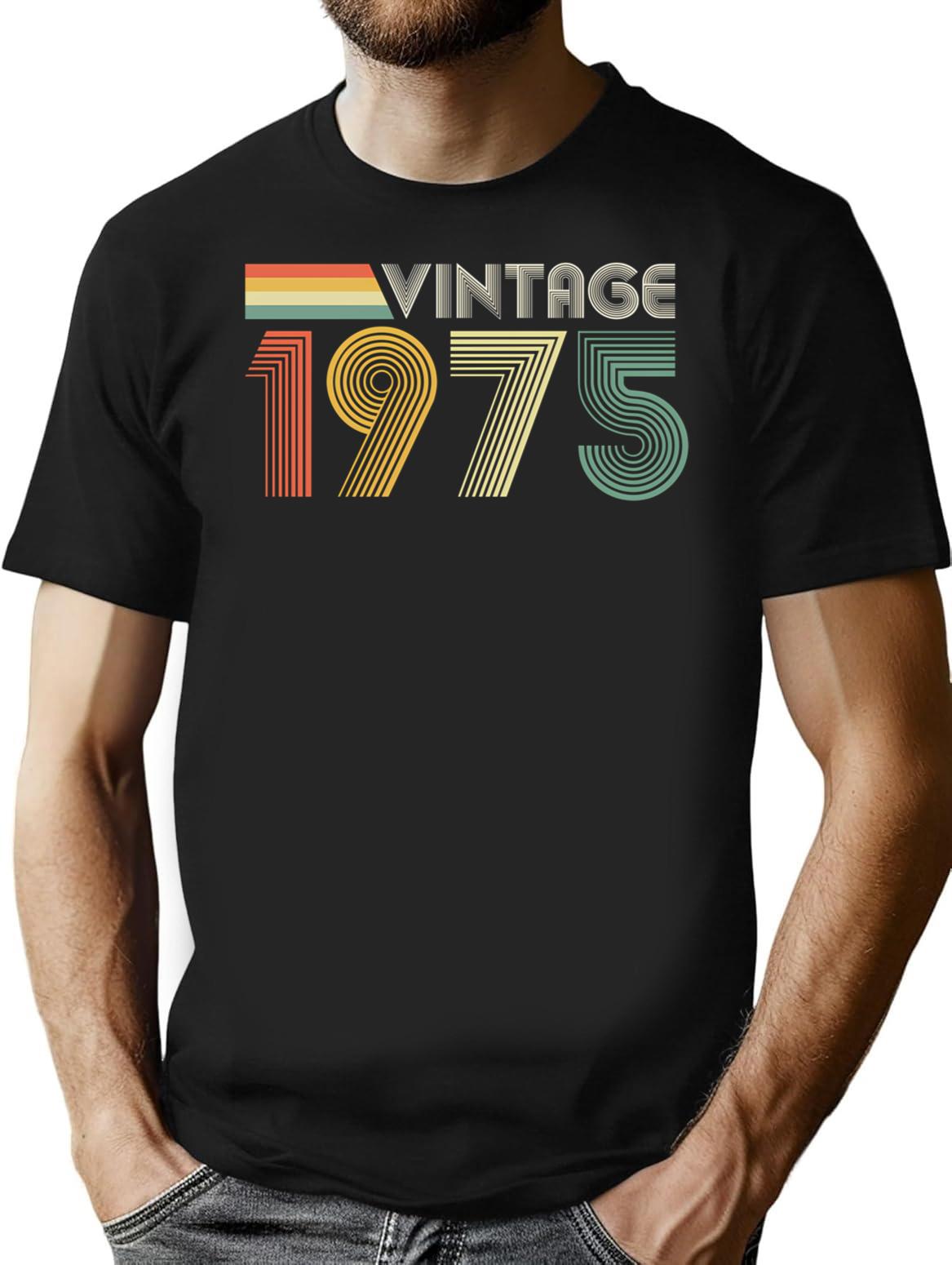 Vintage 1975 50Th Birthday Gift T-Shirt for Men & Women, T-Shirts Graphic Tee - Black