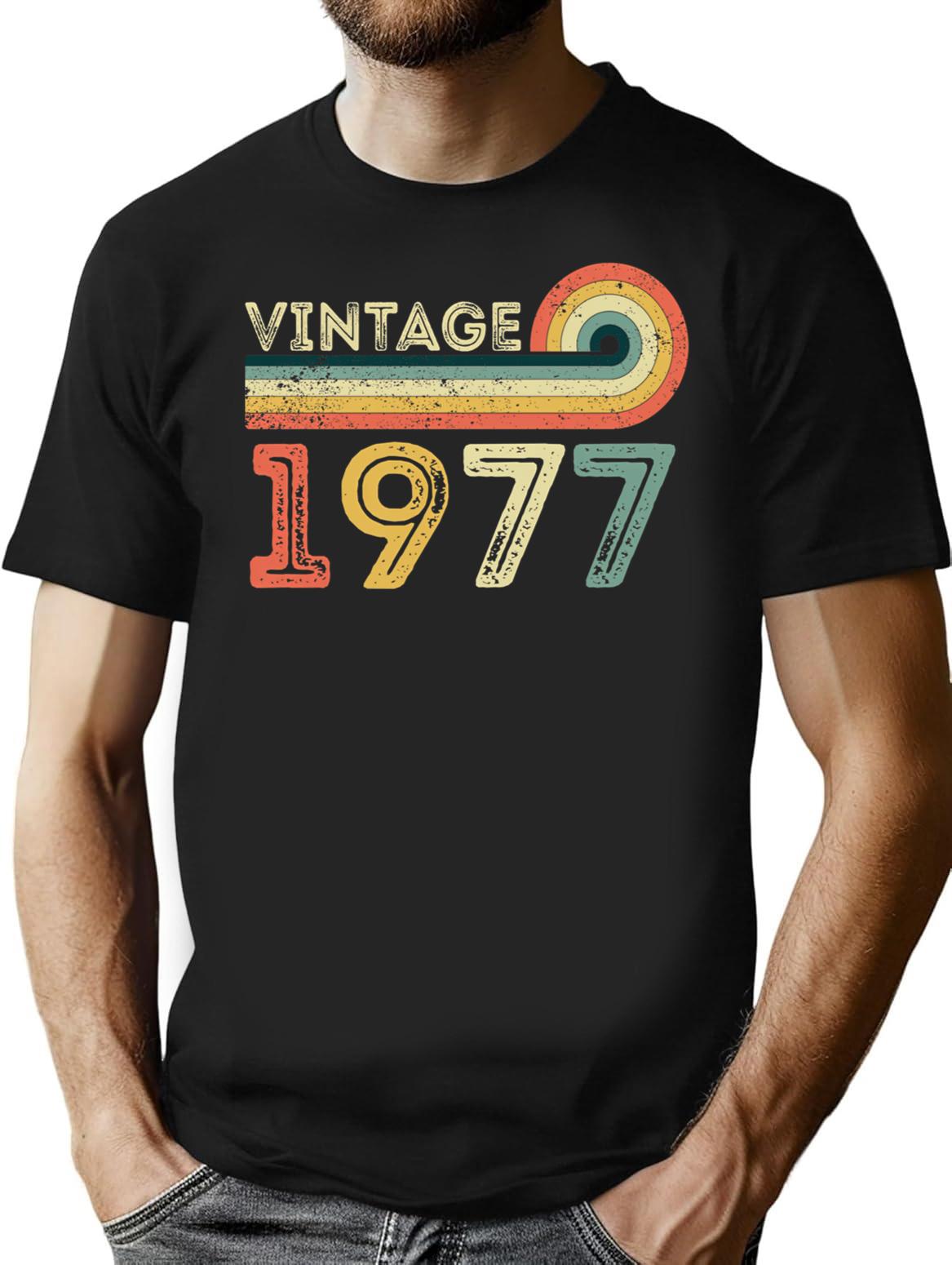 Vintage 1977 45Th Birthday - Born In 1977 T-Shirt for Men & Women, T-Shirts Graphic Tee - Black