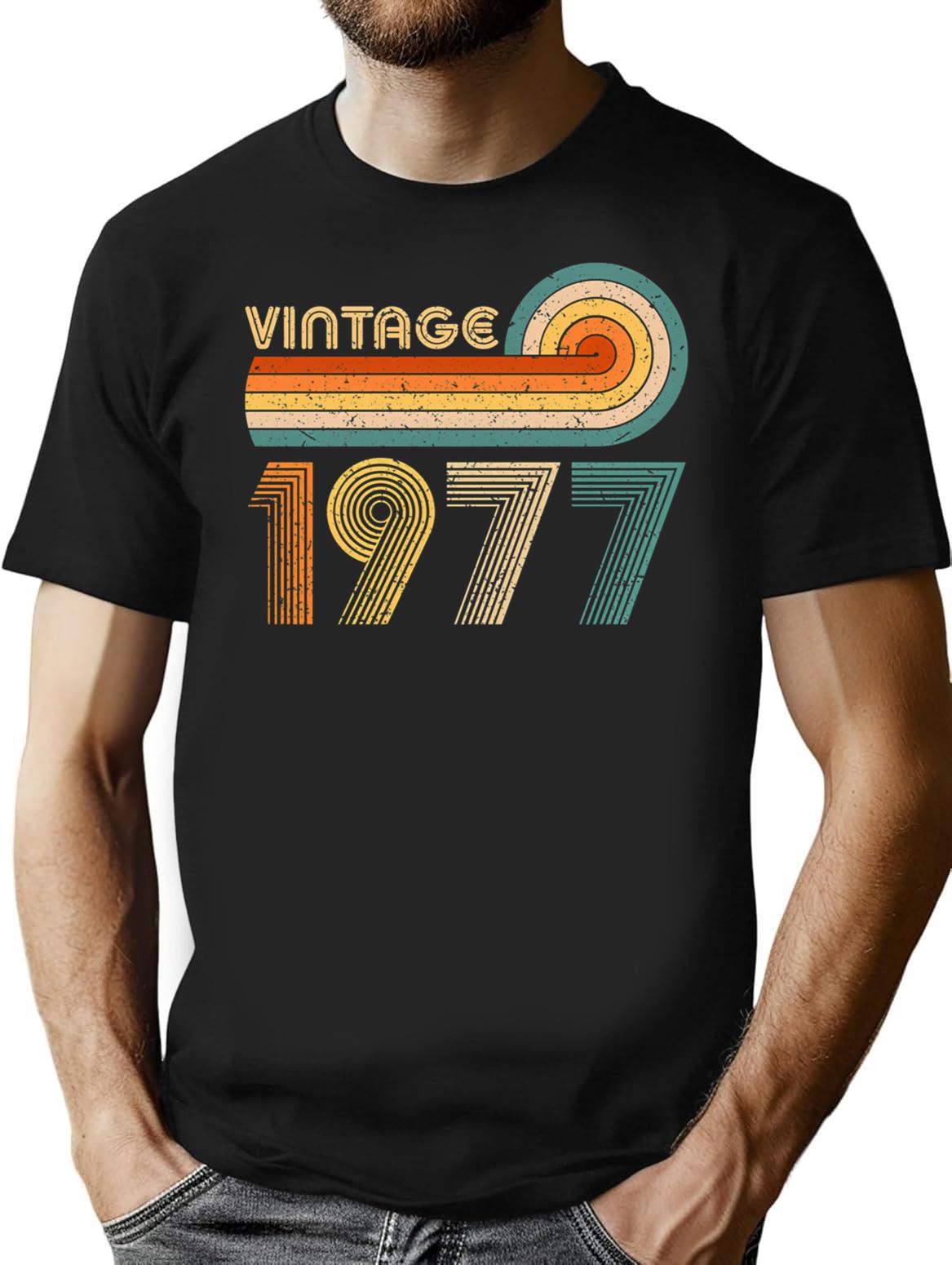 Vintage 1977 T-Shirt for Men & Women, T-Shirts Graphic Tee - Black