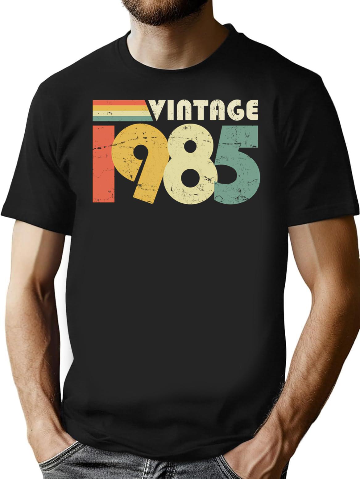 Vintage 1985 40Th Birthday Gift Distressed Design T-Shirt for Men & Women, T-Shirts Graphic Tee - Black