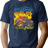 Vintage 70S Old Fords Never Die They Just Go Faster Auto Insurance Quotes T-Shirt for Men & Women, T-Shirts Graphic Tee - Navy