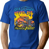 Vintage 70S Old Fords Never Die They Just Go Faster Auto Insurance Quotes T-Shirt for Men & Women, T-Shirts Graphic Tee - Blue