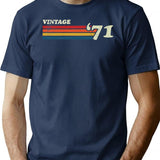 Vintage '71 Retro Stripes T-Shirt for Men & Women, T-Shirts Graphic Tee - Navy