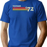 Vintage '72 Retro Stripes T-Shirt for Men & Women, T-Shirts Graphic Tee - Blue